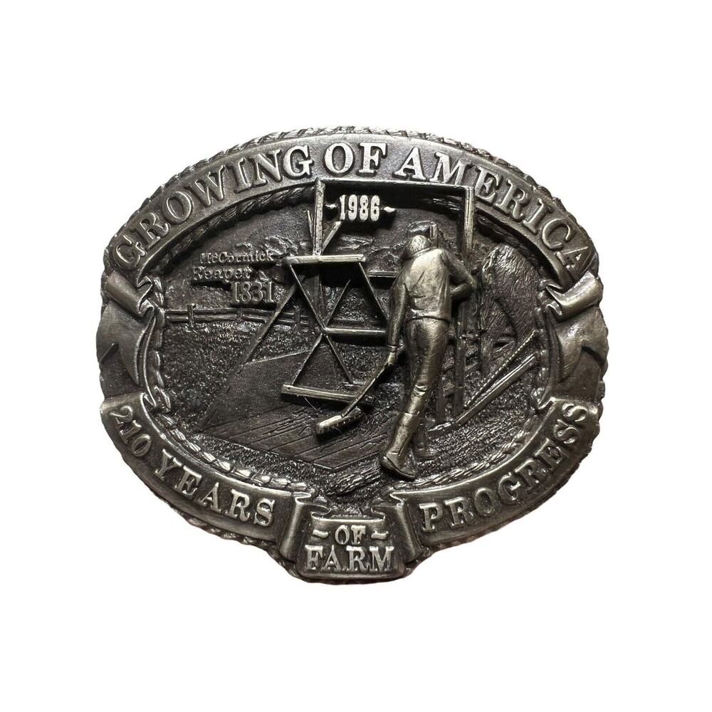Vtg 1985 Nasco McCormick's Reaper Growing Of America Belt Buckle Numbered USA